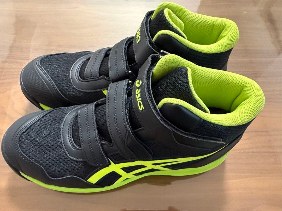 アシックス 安全靴 ウィンジョブ CP216 ブラック/ネオンライム 26.5