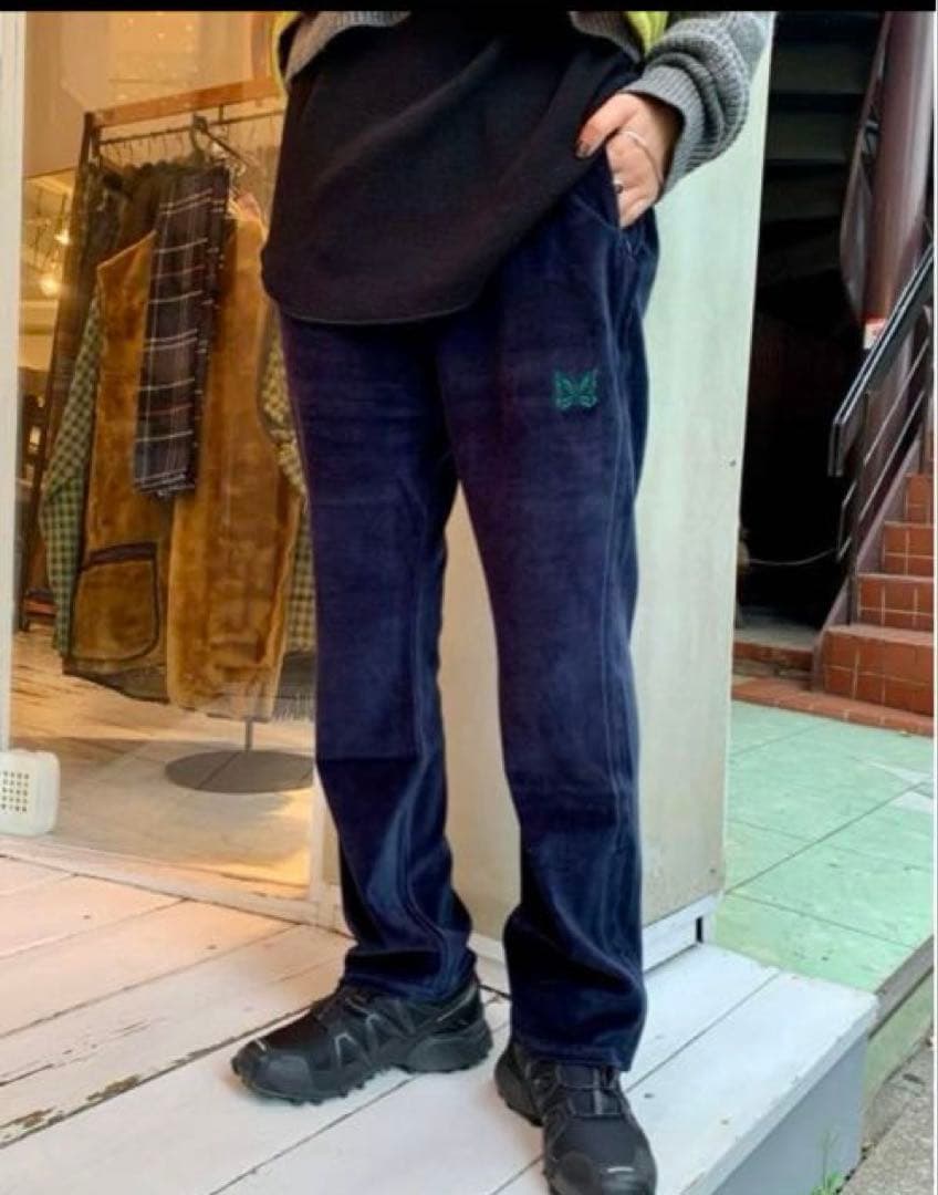 NEEDLES × BEAMS BOY 別注 Velour Pants NAVY