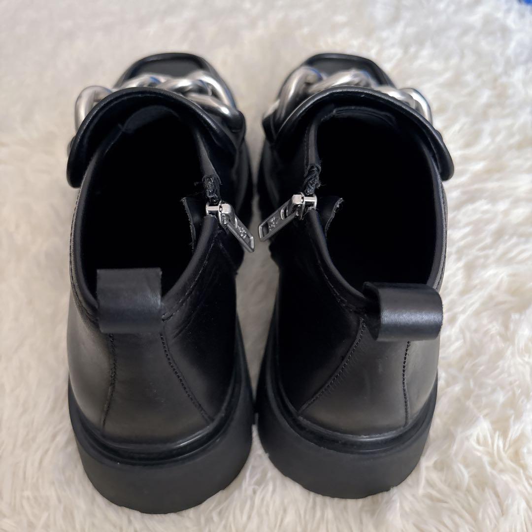 ASH 厚底 トラックソール サイドファスナーチェーン ショートブーツ