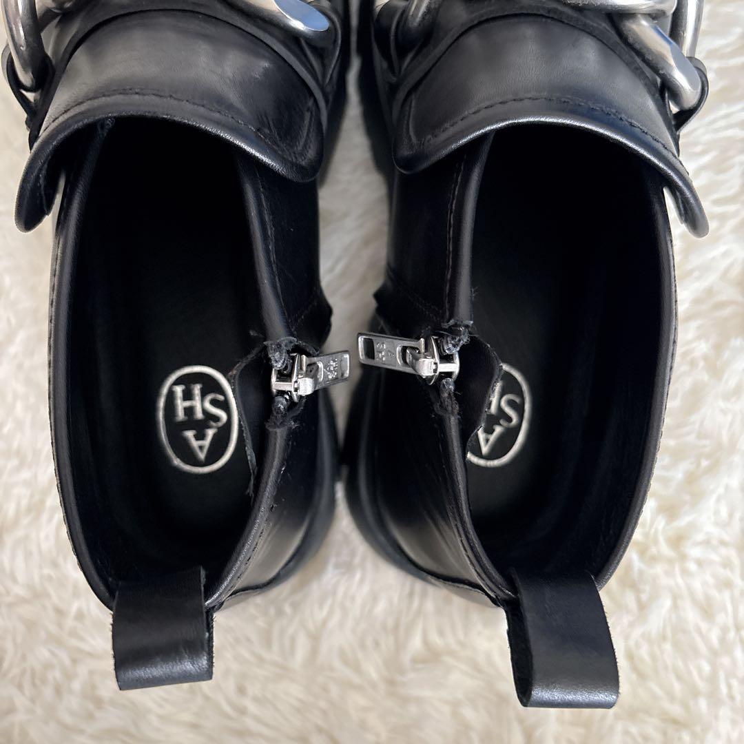 ASH 厚底 トラックソール サイドファスナーチェーン ショートブーツ