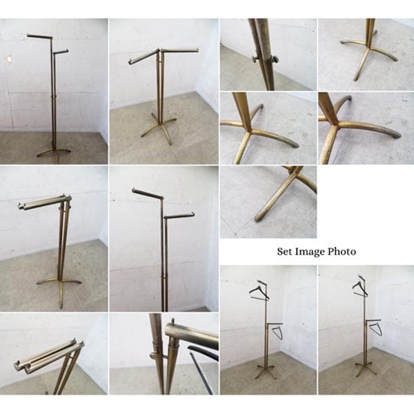 ゴールドカラー■ポールハンガースタンド/コードスタンド■二股ヴィンテージスタイル