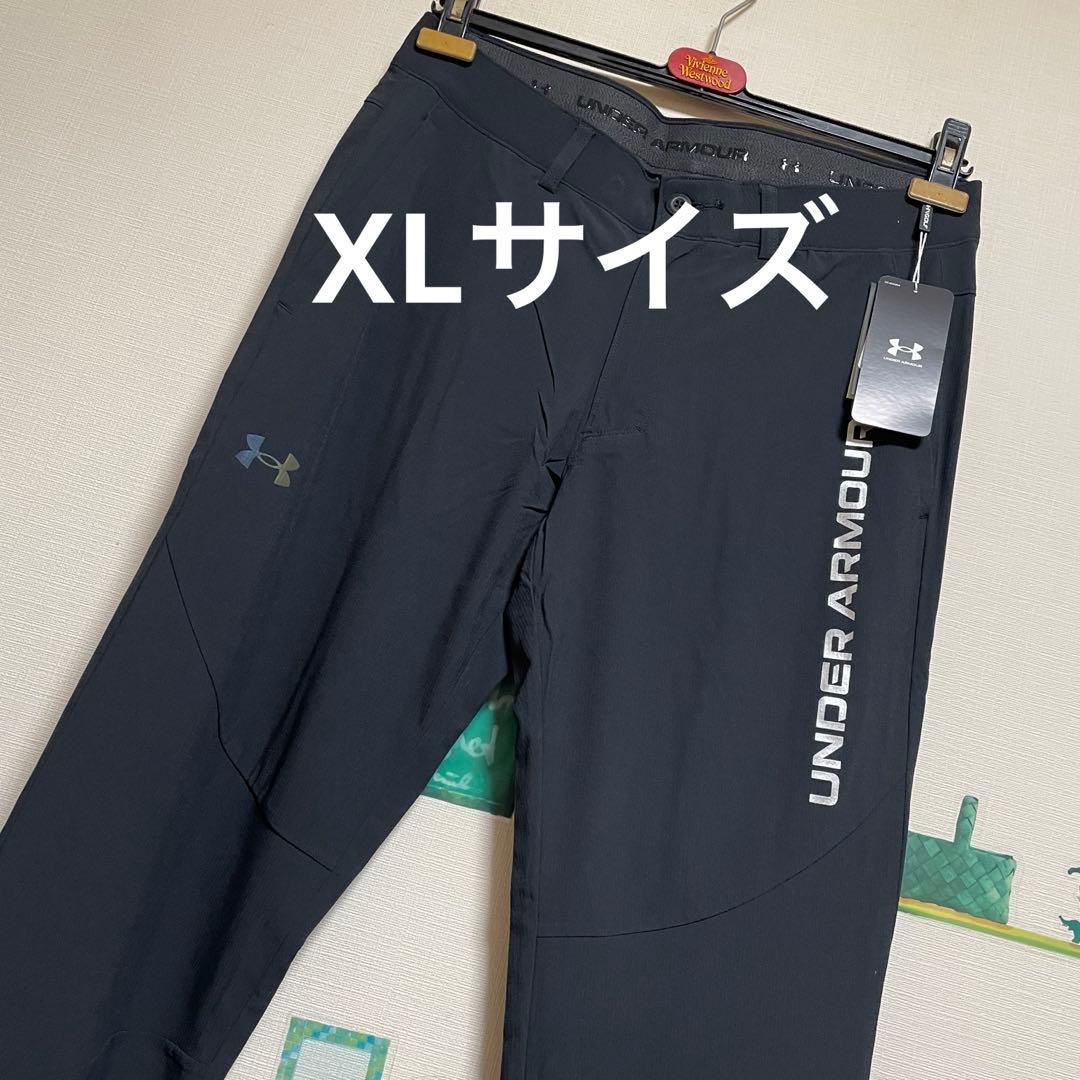 新品　アンダーアーマー ゴルフ　ロゴ&マーク入りストレッチウーブンパンツXL・黒