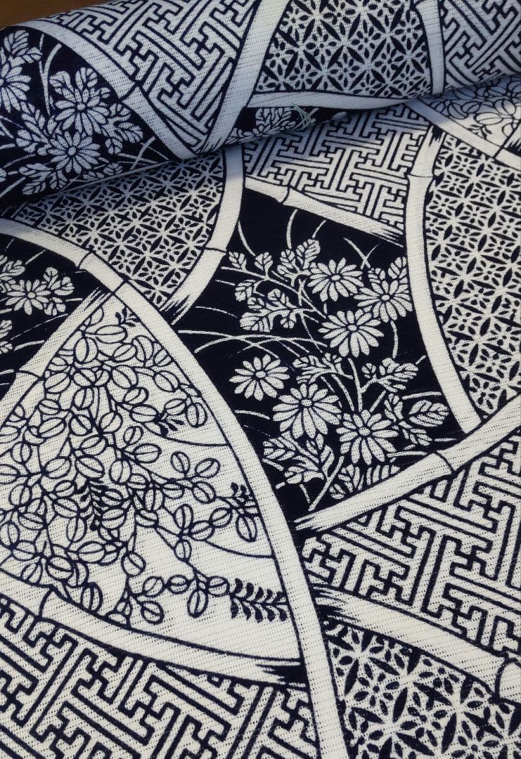 浴衣 反物 綿呂 竺仙 絽 本染 萩 菊 竹 和柄 古典