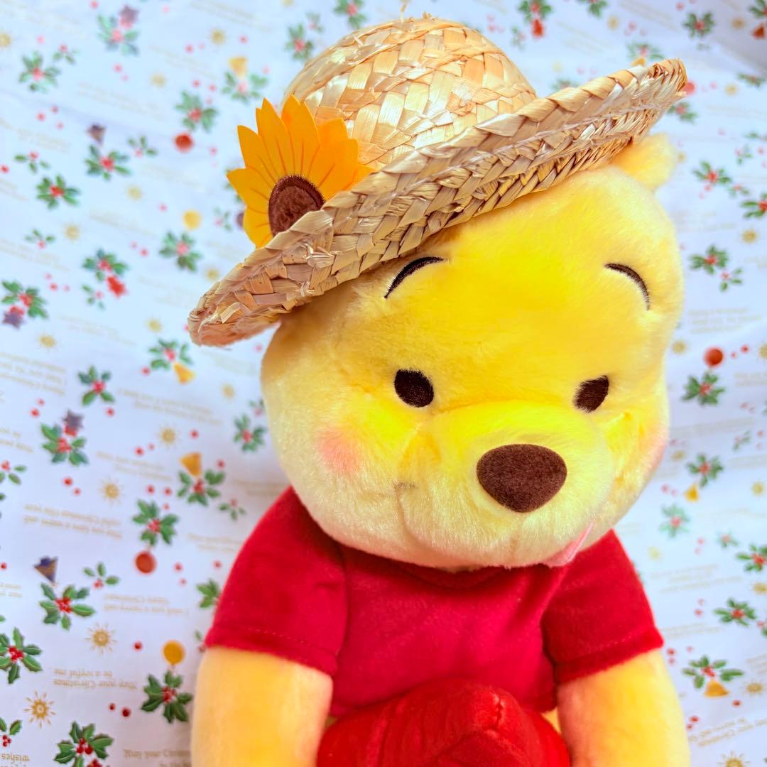 ディズニー　プーさん　ぬいぐるみ　麦わら帽子