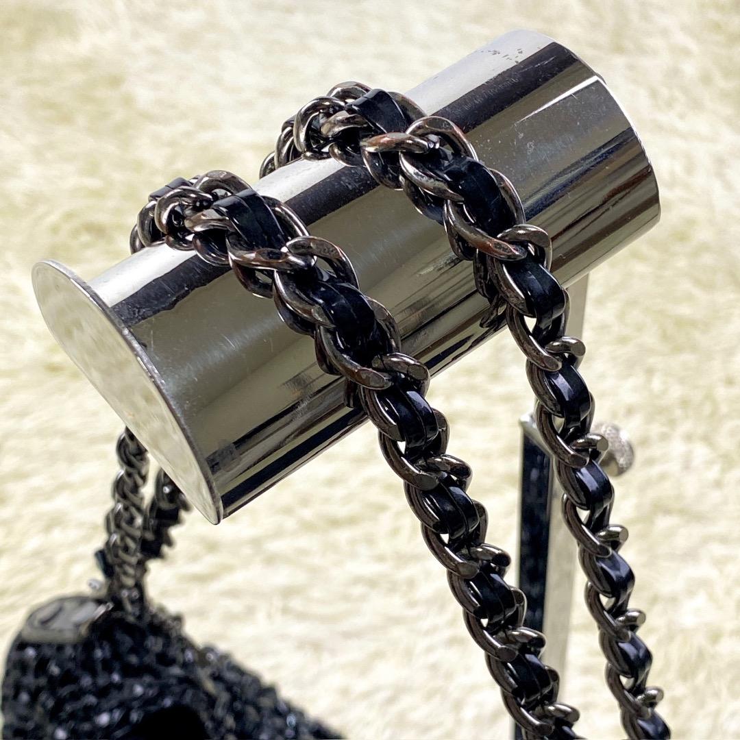 【美品】アンテプリマ ハンドバッグ ガーラ リボン グリッター ラージ 黒