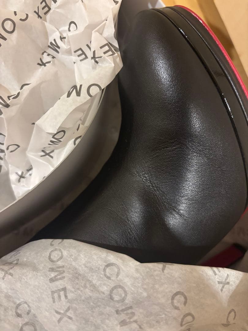美品ほぼ新品未使用COMEX ブラック×レッド ニーハイブーツ 高ヒール 箱付き