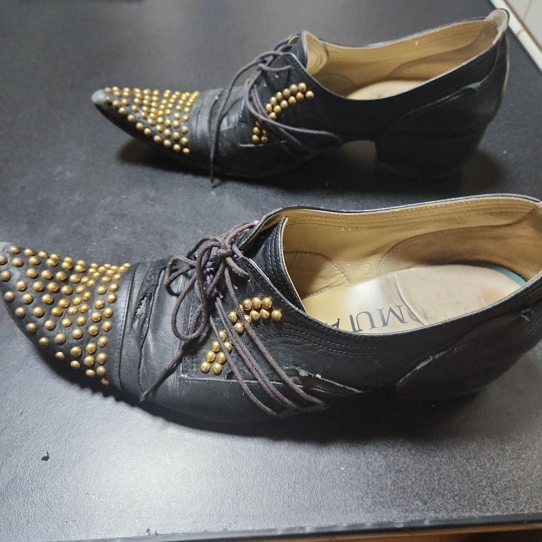 HIROMU TAKAHARA スタッズ付きドレスシューズ ブラックバターナイフ