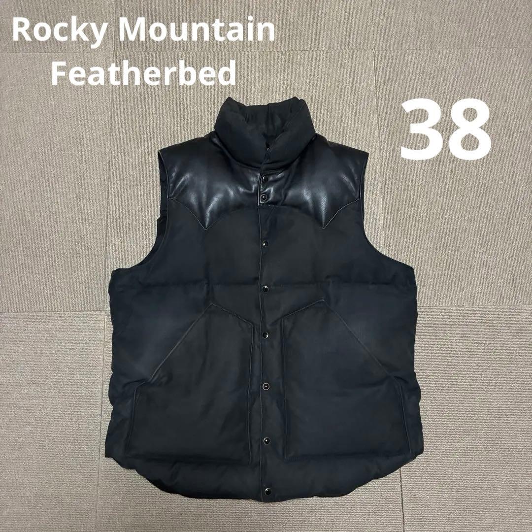 ロッキーマウンテン ダウンベスト レザー 黒 38 ダウン ベスト 木村拓哉