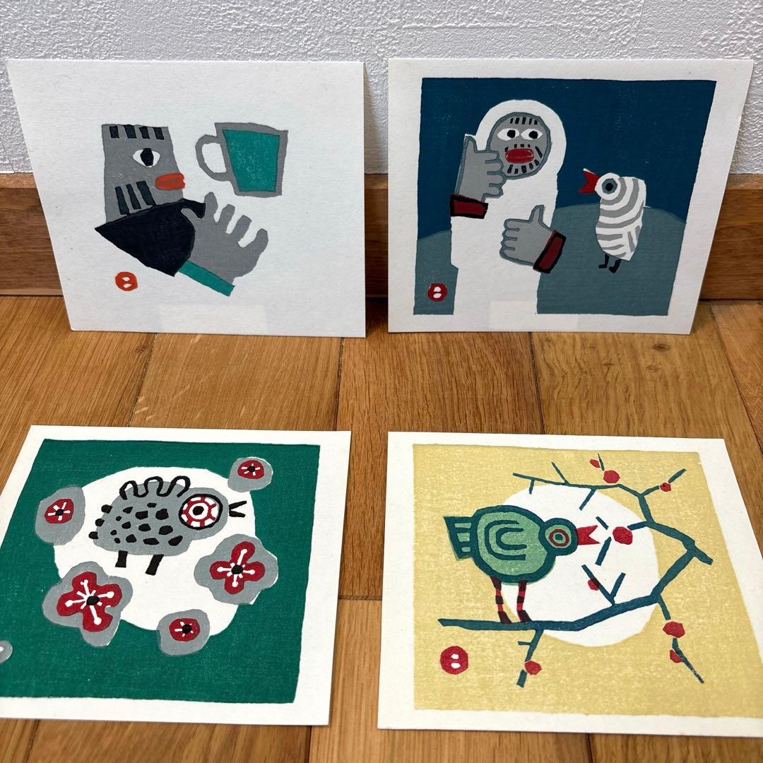 畦地梅太郎　木版画　山男