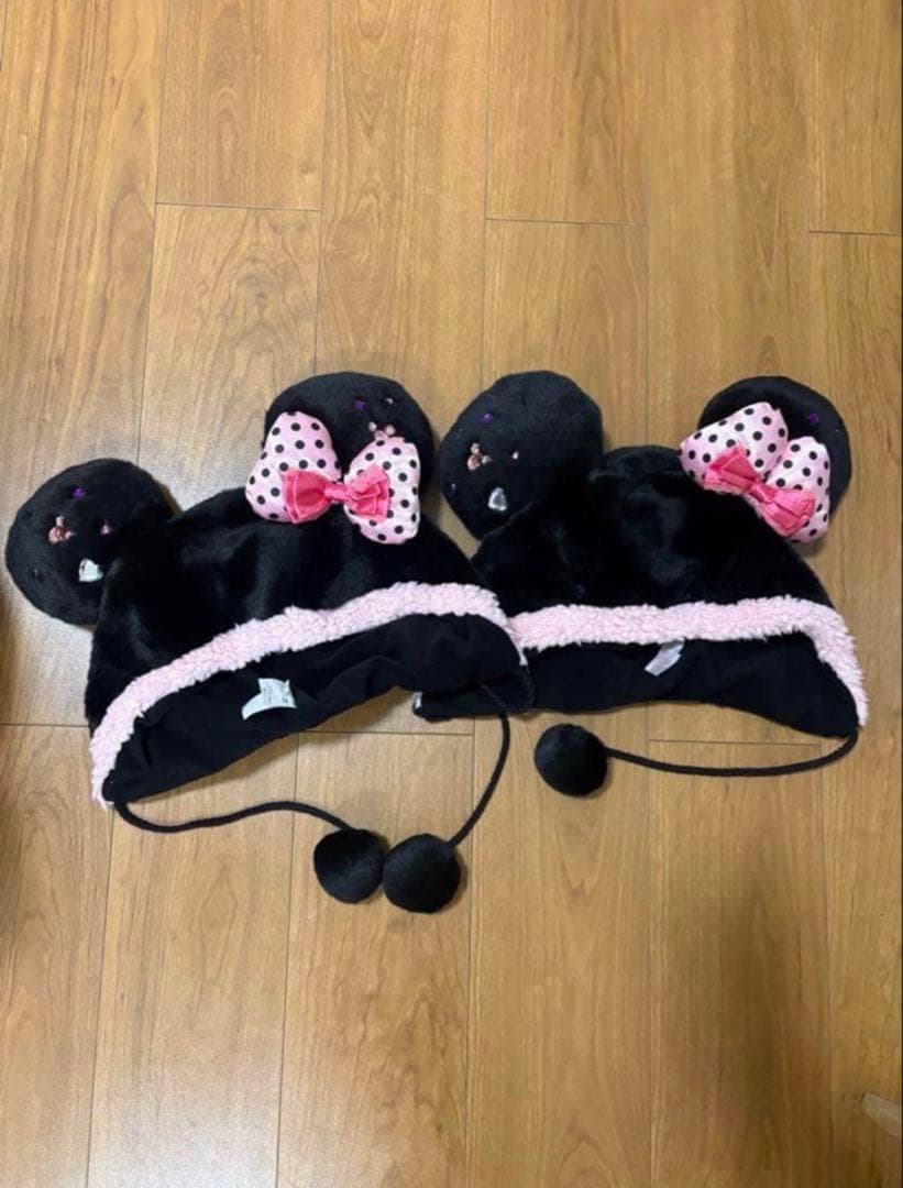 ディズニー　ミニー　ファンキャップ　黒　ピンク