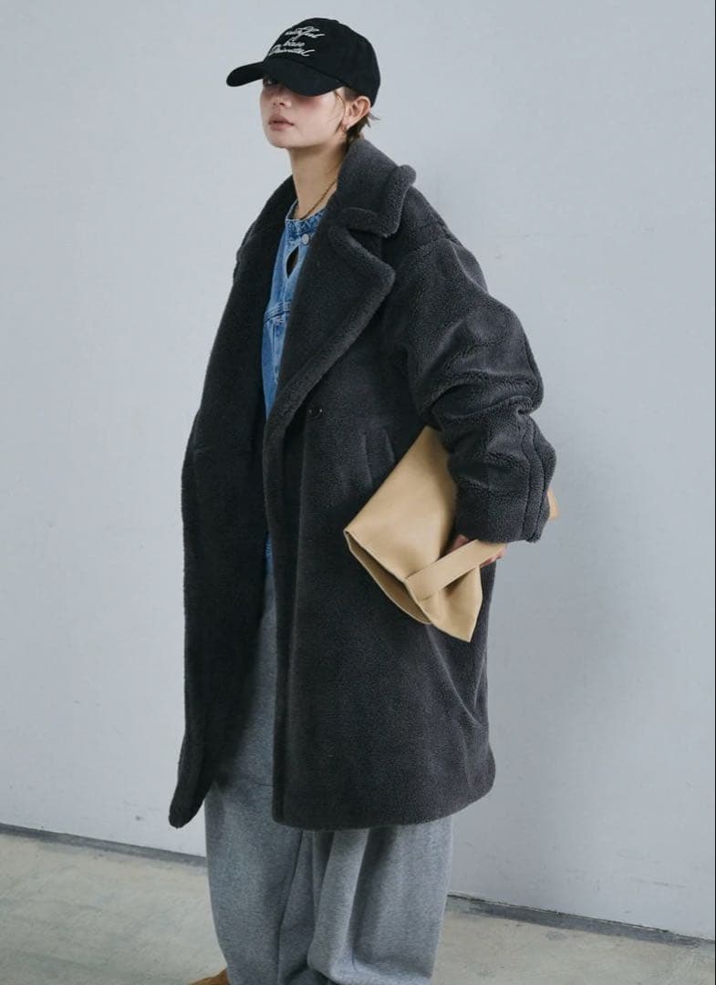 値下げ❗️IAM【イアム】テディロングコート ダークグレー