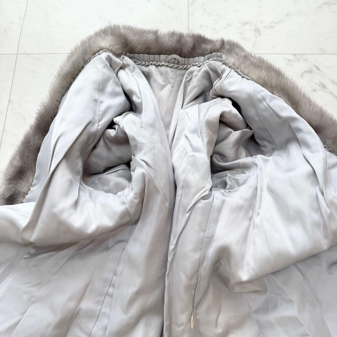 【美品】サファイアミンク ファー コート 毛皮 ミンク グレー シルバー