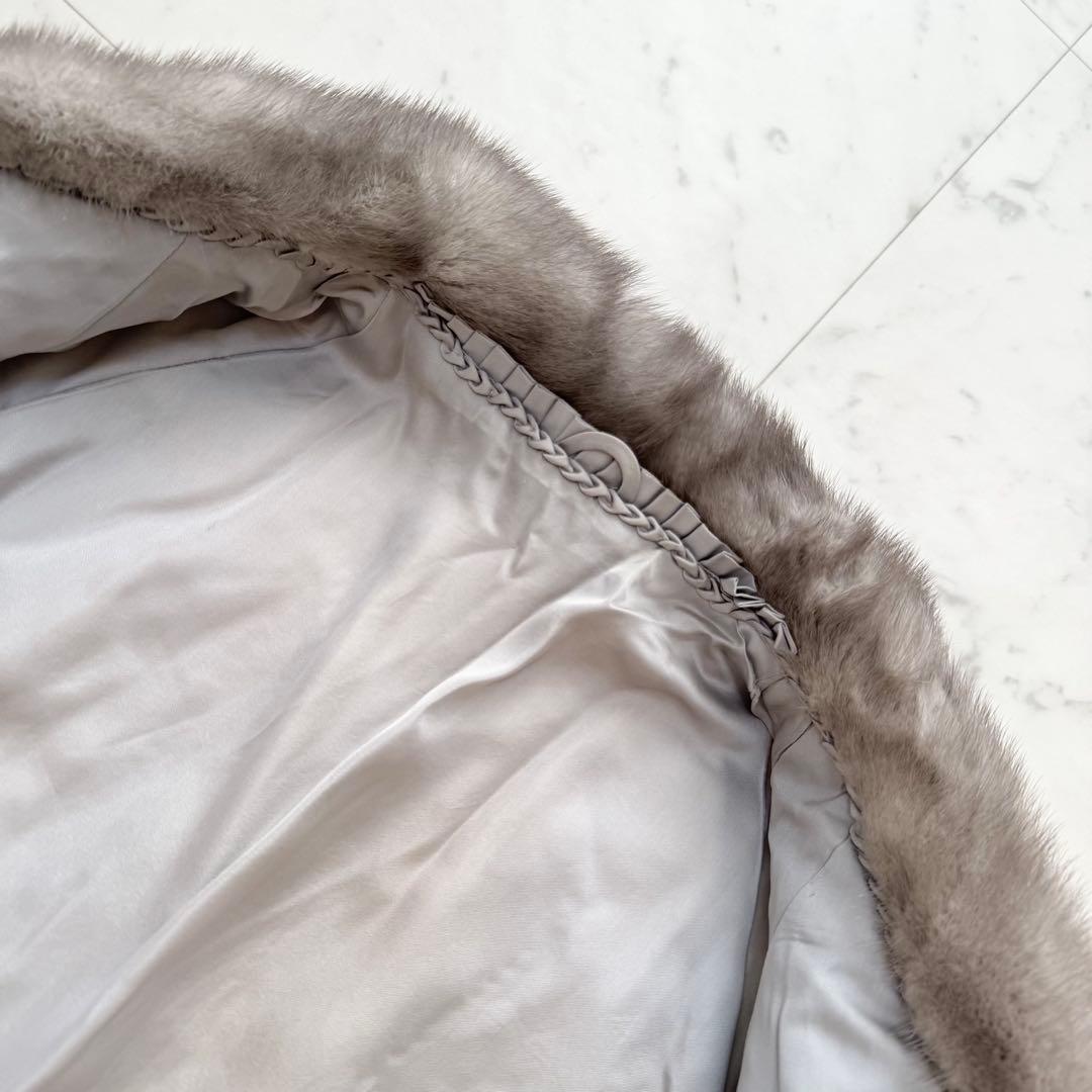 【美品】サファイアミンク ファー コート 毛皮 ミンク グレー シルバー