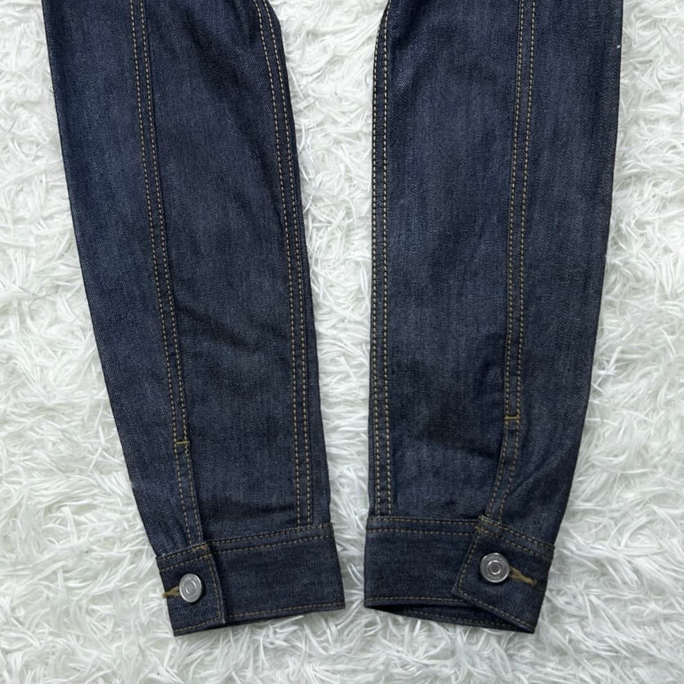 コーチ COACH デニムジャケット レディース 刺繍ロゴ レザー S ブルー