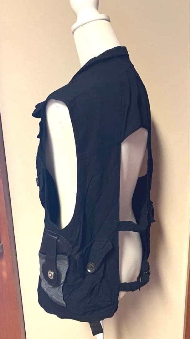 Yohji Yamamoto pour homme デザインベストJK 黒