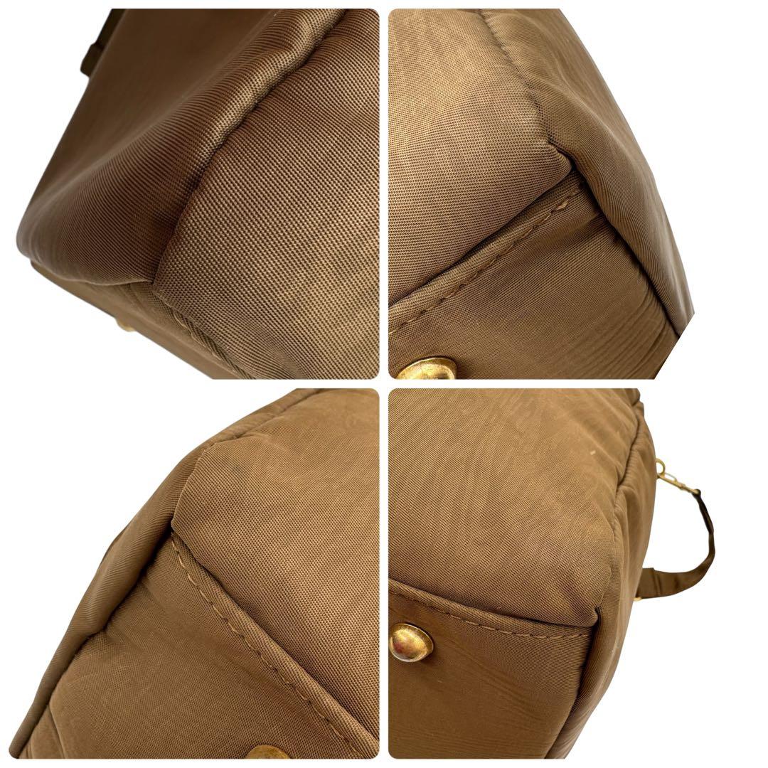 美品 バレンシアガ ボストンバッグ 2WAY ナイロン BBロゴ 茶色系Y2k