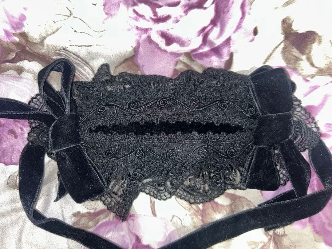 Moi-meme-Moitie 黒 ヘッドドレス ロリィタ フリル レース