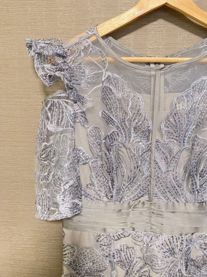 【Leja】フラワーレースシアーフリルマーメイドワンピースドレス