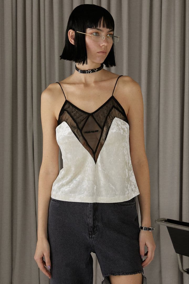 PRANK PROJECT クラッシュベロアレースキャミソール