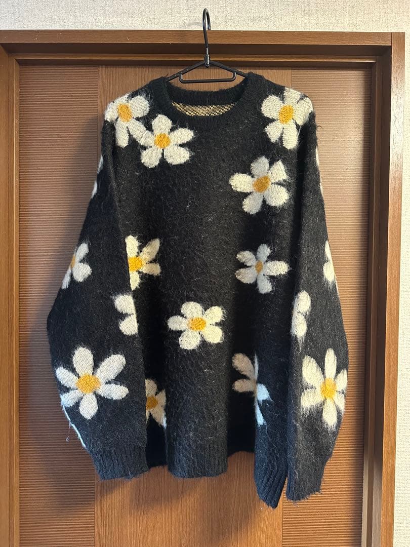 美品タウンクラフト　フラワーニット　花柄ニット　オーバーサイズ　モヘア　Mサイズ