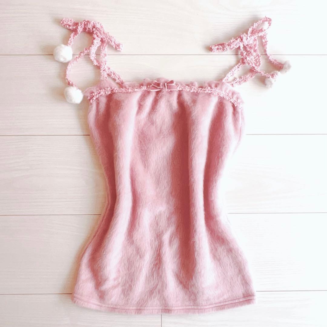 LIZLISA ポンポン付き ピンク キャミソール