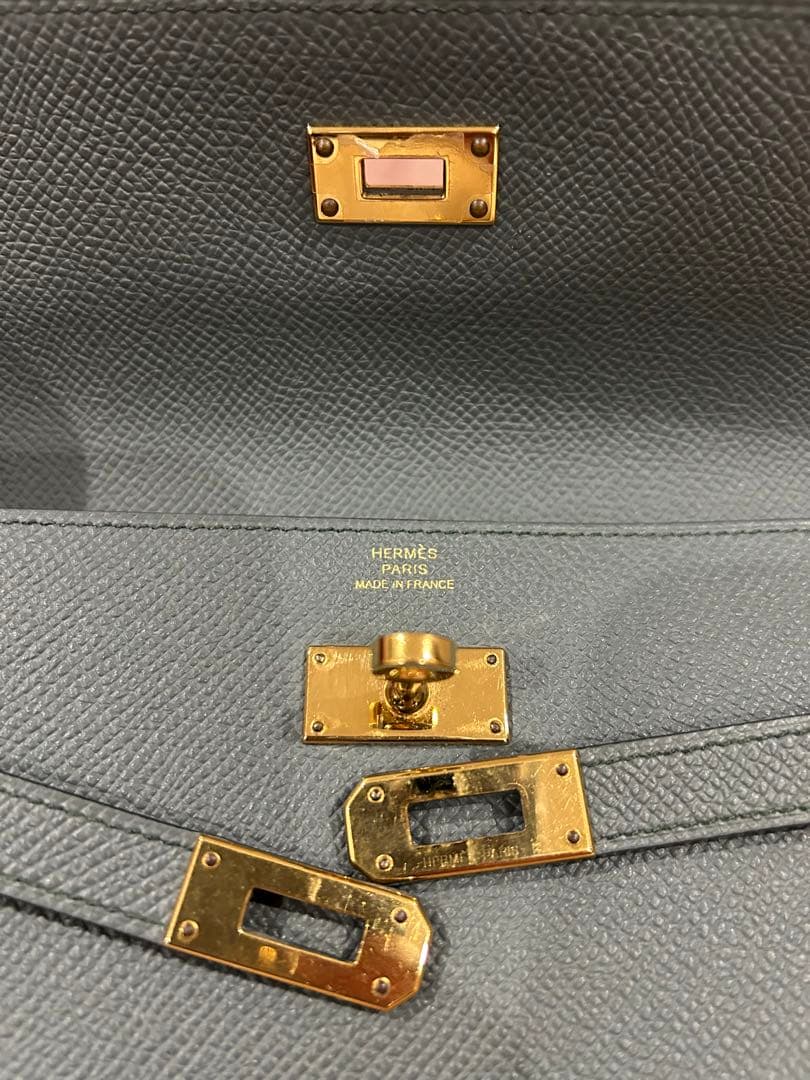 【貴重カラー】 エルメス ケリーウォレット ロング ヴェールアマンド エプソン