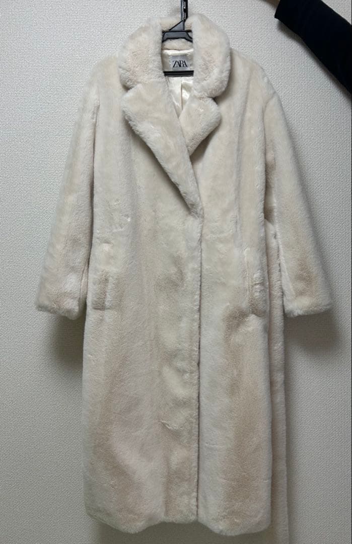 ZARA ホワイト ロングコート ベルト付き