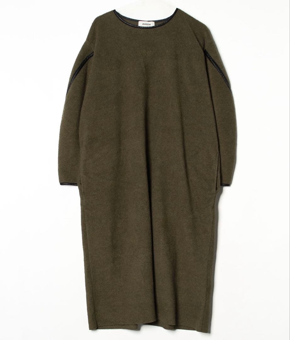 ZUCCa フリース長袖ロングワンピース Mサイズ オリーブ
