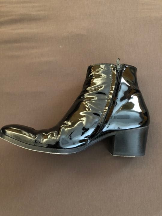 【1/4迄・美品】ディオールオム　エディ期　エナメルブーツ　黒　カード・箱付