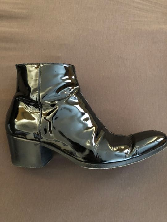 【1/4迄・美品】ディオールオム　エディ期　エナメルブーツ　黒　カード・箱付