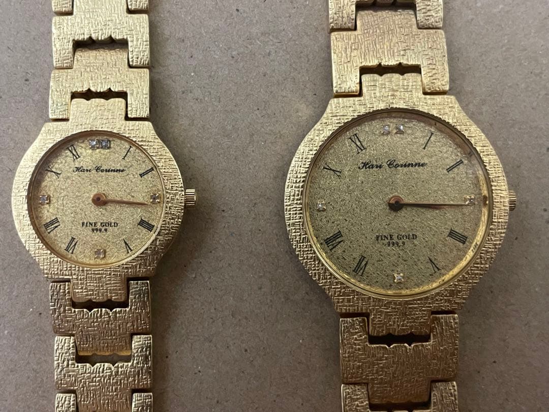 ハリーコリンヌ FINEGOLD 999.9 ゴールド 腕時計 ペアセット
