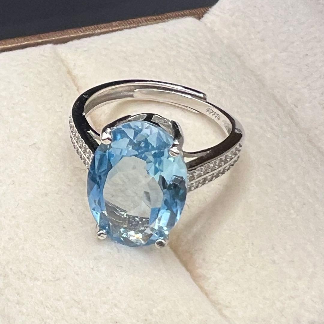 新品天然トパーズスカイブルーのS925使用リング指輪【海外鑑定書付き】10146