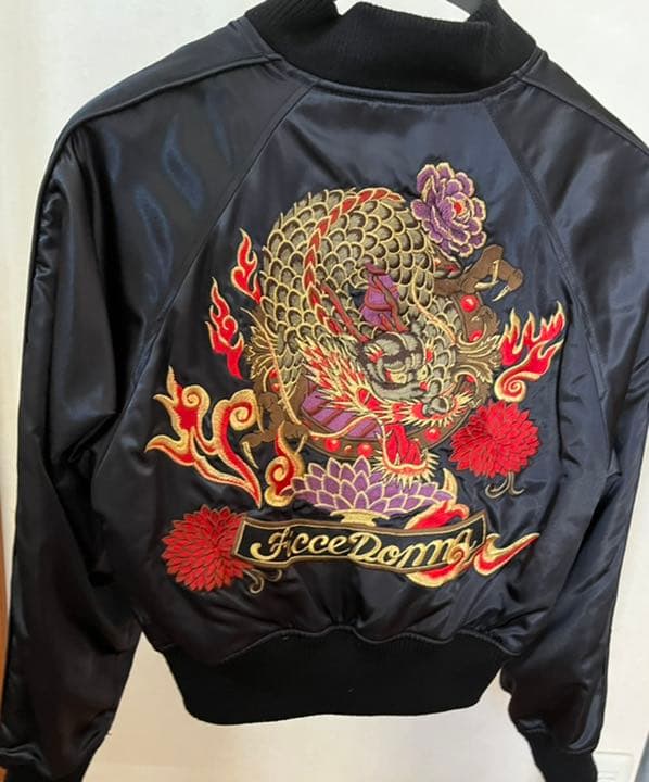 Ficce Donna 龍　刺繍　スカジャン　黒　レディース