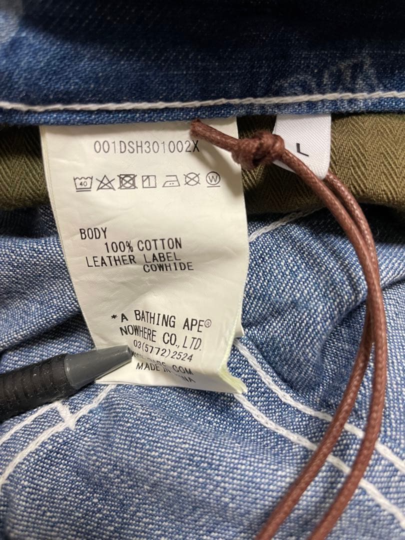 ★新品★ A BATHING APE エイプ ハーフパンツ デニム 総柄 L表記
