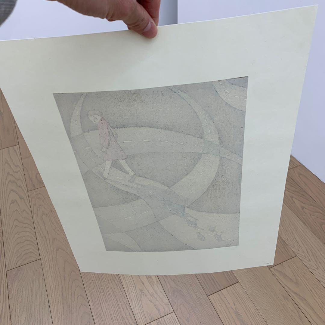 鈴木敦子「ついてくる」2007年　限定24 木版画