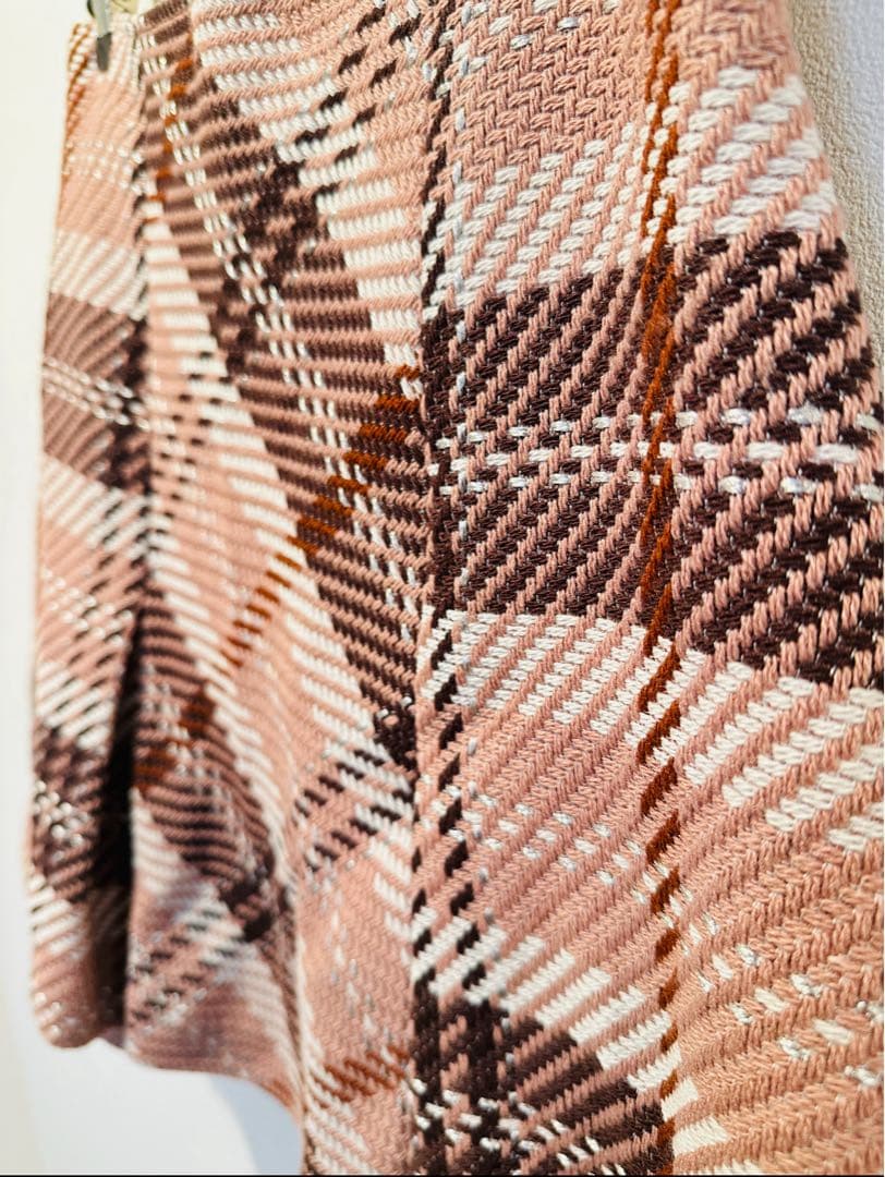 【美品】SNIDEL ロービングチェックミニスカート 2 ピンク系　冬物