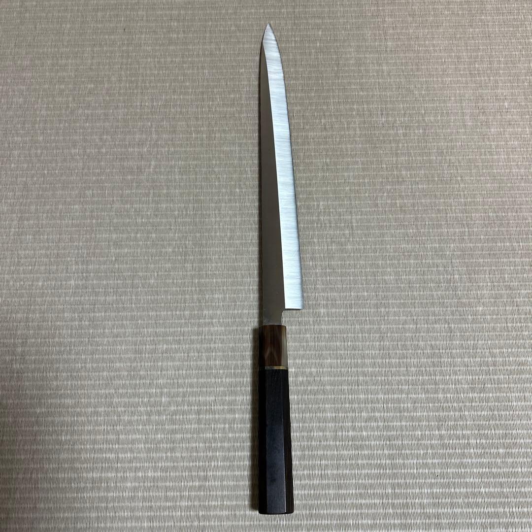 尺　柳刃包丁　和包丁　V金10号　本焼　マーブル水牛　黒檀八角柄