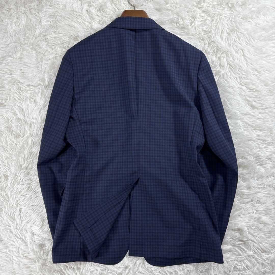 【美品】スーツセレクト スリーピース スーツ ギンガムチェック ネイビー A6