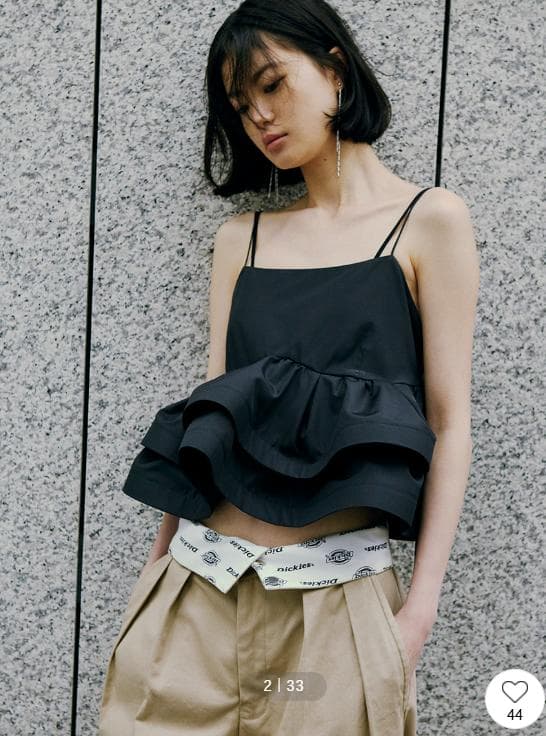 最終お値下新品FRAY I.Dラッフルヘムデザインキャミソール　ブラック