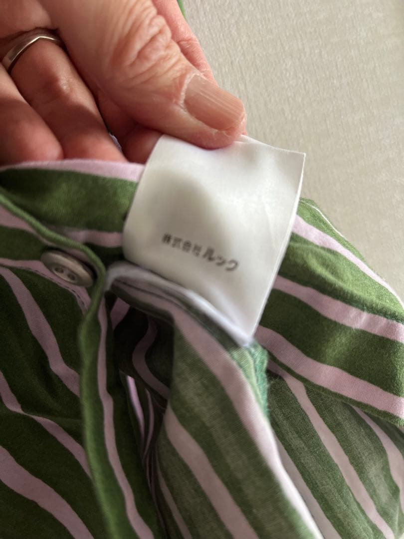 marimekko ピッコロ　緑とピンクの シャツワンピース 36