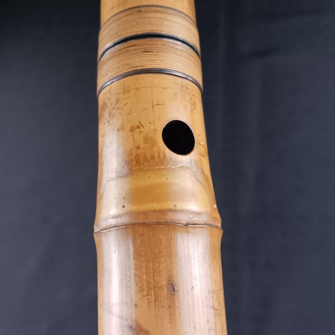Y2886-2 琴古流 尺八 林山銘 銀三線藤巻 全長63㎝ 竹製