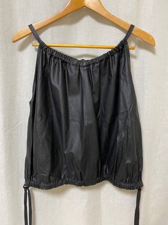 オーラリー新品LAMB LEATHER GATHEREDラムレザー キャミソール