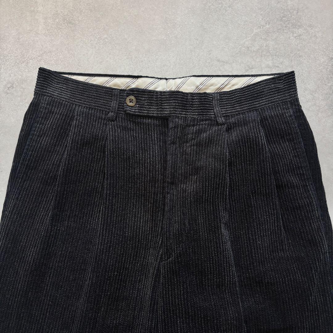 90s~10s BURBERRY タック 太畝コーデュロイ ワイド パンツ