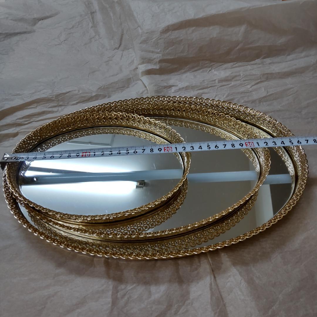 ミラートレー　鏡　トレイ　3サイズ 　セット　ゴールド