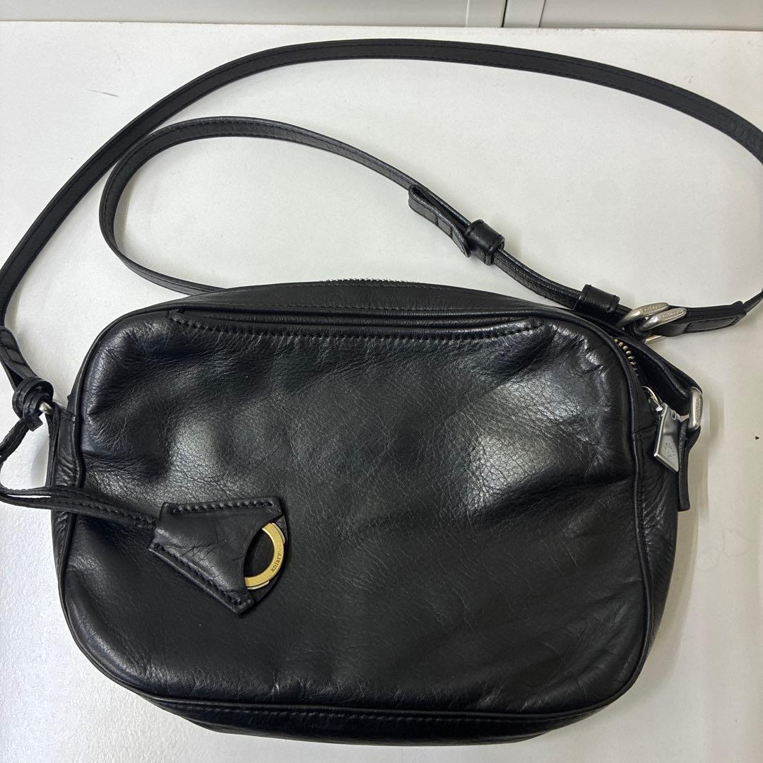 aniary ブラックレザー ショルダーバッグ