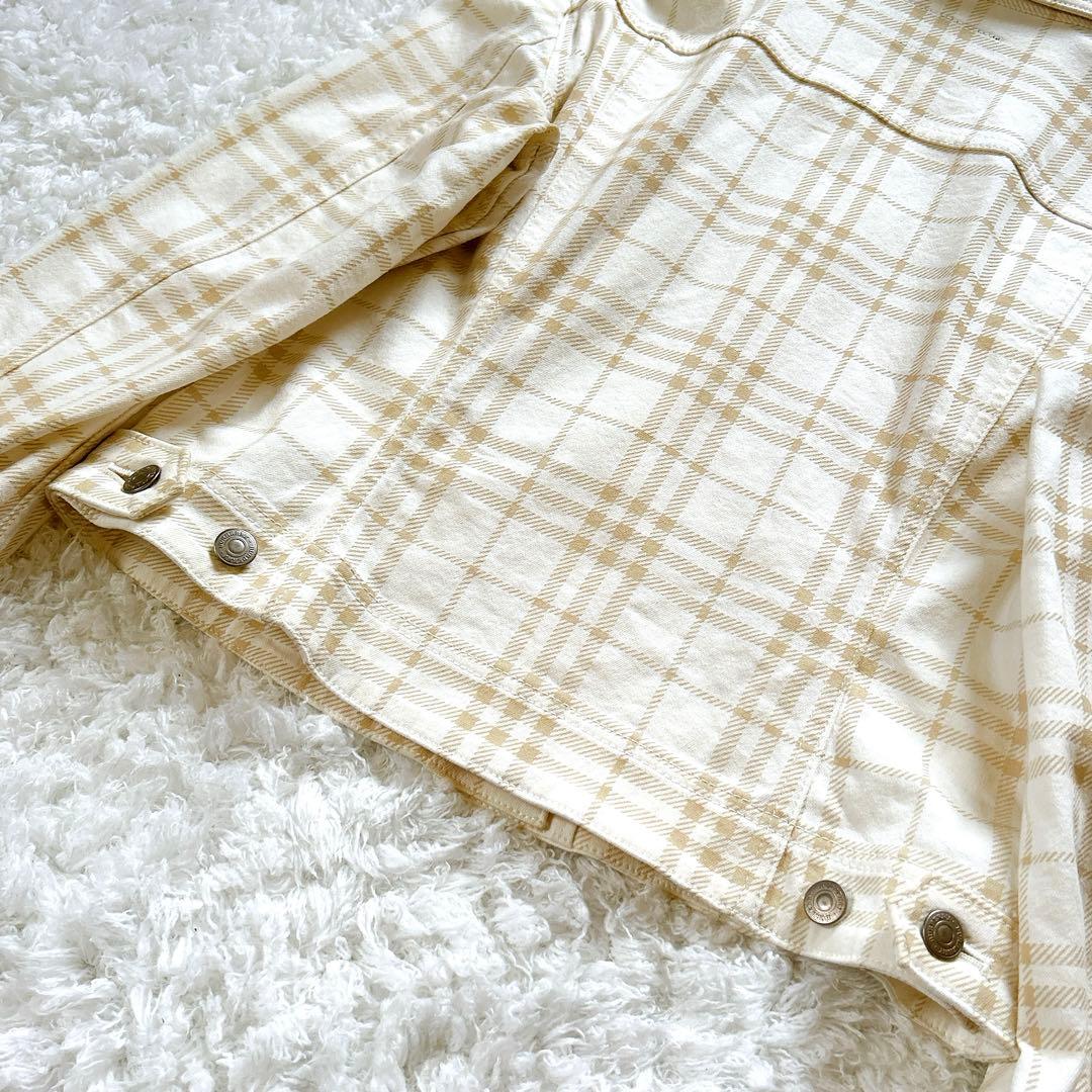 極美品 バーバリーロンドン デニムジャケット シャドーチェック ストレッチ 42