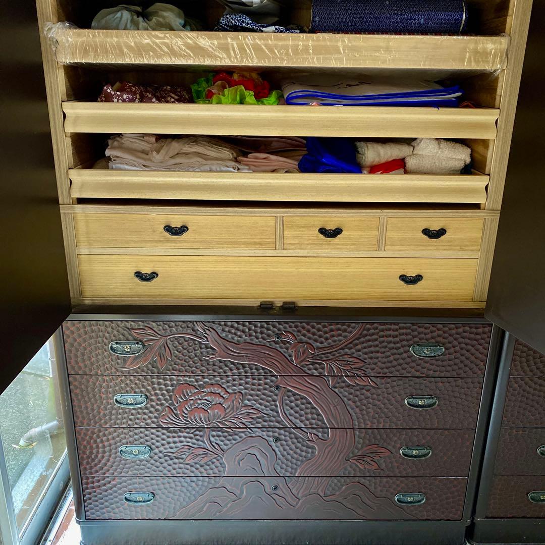 鎌倉彫り　佐藤恵仙作品　桐タンス　和箪笥　着物保管　高級