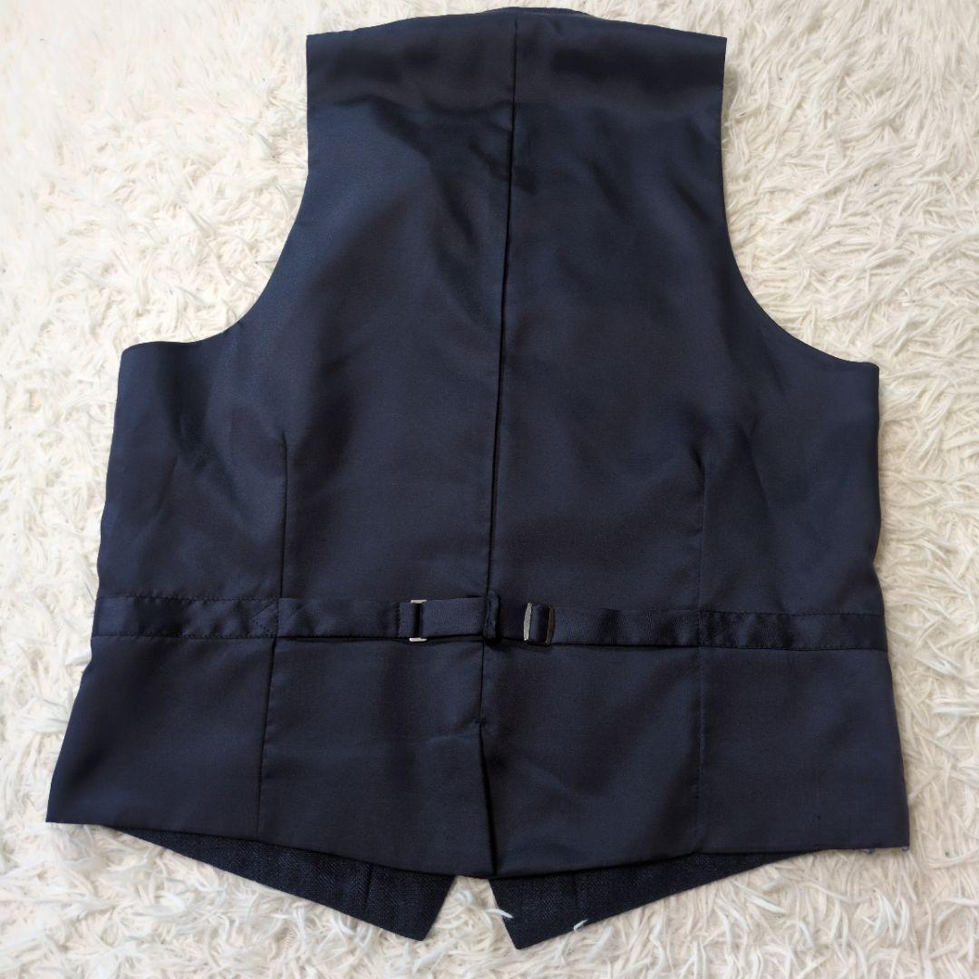 スーツセレクト　スリーピース　スーツセットアップ　ネイビー　ヘリンボーン　A5