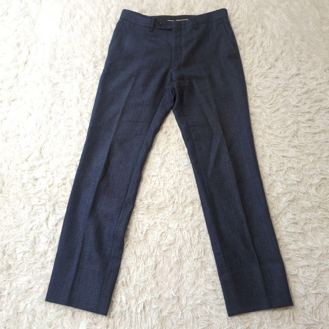 スーツセレクト　スリーピース　スーツセットアップ　ネイビー　ヘリンボーン　A5