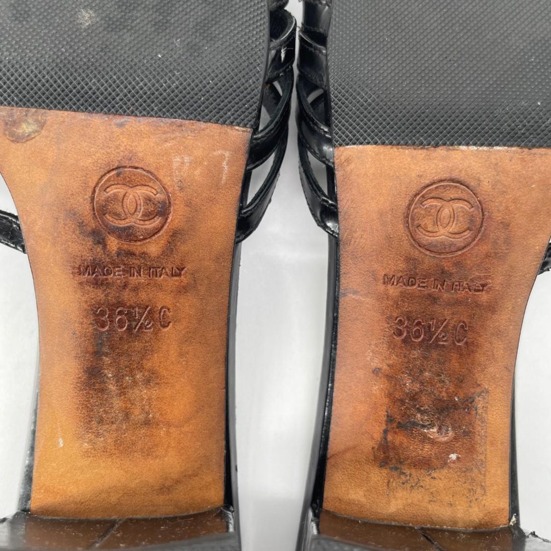 良品✨シャネル ココマーク ミュールサンダル スエード レザー 黒 ブラック